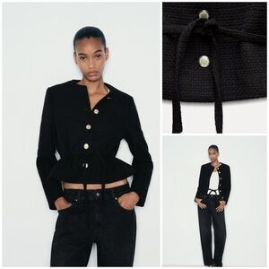 ZARA ~ Belted Blazer Jacket with gold button